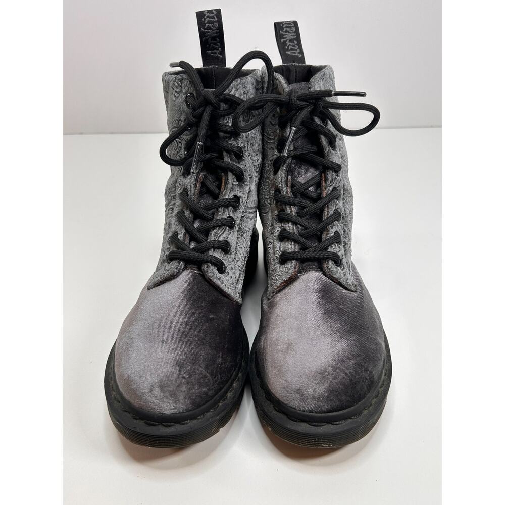 Doc Dr Martens 1460 Brocade Grey Velvet Combat Boots Womens Sz 6 US Sz 4 UK - Picture 6 of 10